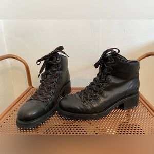 Frye Alta Hiker 70798 Womens Black Leather Lace Up Casual Dress Boots combat